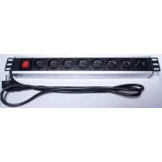 PremiumCord Panel napájací do 19" čajky 1.5U, 8x230V, 2m kábel, vypínač