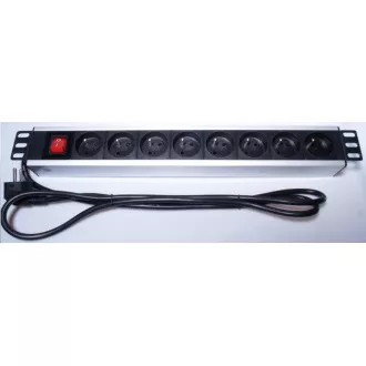 PremiumCord Panel napájací do 19" čajky 1.5U, 8x230V, 2m kábel, vypínač