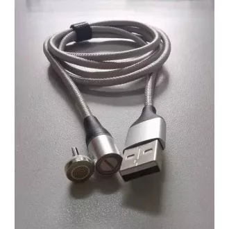 PremiumCord Magnetický micro USB a USB-C nabíjací a dátový kábel, 1m, strieborná