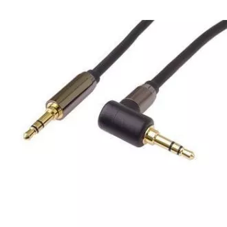 PremiumCord HQ tienený kábel stereo Jack 3.5mm - Jack 3.5mm zahnutý 90 °, 3m