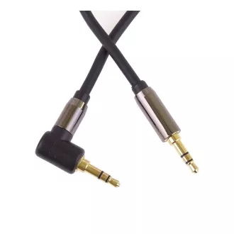PremiumCord HQ tienený kábel stereo Jack 3.5mm - Jack 3.5mm zahnutý 90 °, 3m