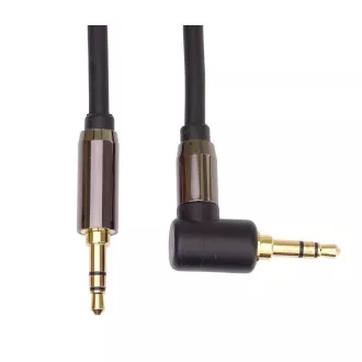PremiumCord HQ tienený kábel stereo Jack 3.5mm - Jack 3.5mm zahnutý 90 °, 3m