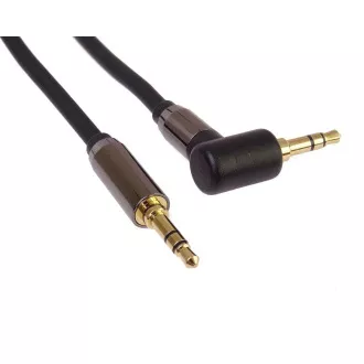 PremiumCord HQ tienený kábel stereo Jack 3.5mm - Jack 3.5mm zahnutý 90 °, 3m
