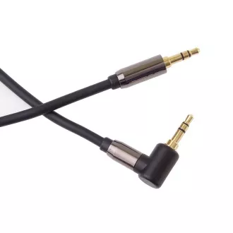 PremiumCord HQ tienený kábel stereo Jack 3.5mm - Jack 3.5mm zahnutý 90 °, 3m