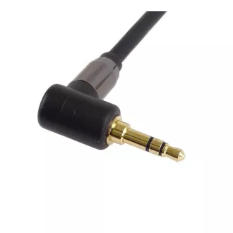 PremiumCord HQ tienený kábel stereo Jack 3.5mm - Jack 3.5mm zahnutý 90 °, 3m
