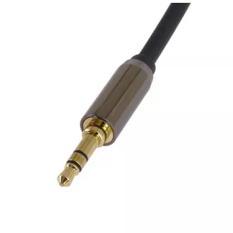 PremiumCord HQ tienený kábel stereo Jack 3.5mm - Jack 3.5mm zahnutý 90 °, 3m