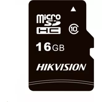HIKVISION MicroSDHC karta 16GB C1 (R: 92MB/s, W: 10MB/s) + adaptér