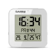 GARNI 138W - digitálny budík s teplomerom a vlhkomerom, biela