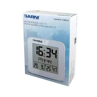 GARNI 138W - digitálny budík s teplomerom a vlhkomerom, biela GARNI 138W - digitálny budík s teplomerom a vlhkomerom, biela
