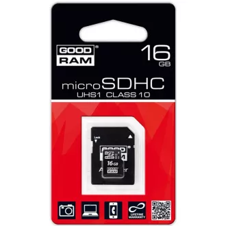 GOODRAM MicroSDHC karta 16GB M1AA, UHS-I Class 10, U1 + adaptér