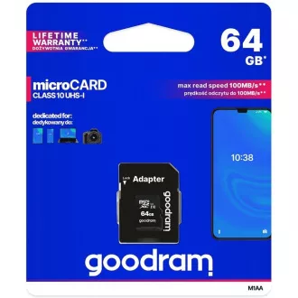 GOODRAM MicroSDXC karta 64GB M1AA, UHS-I Class 10, U1 + adaptér