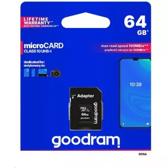 GOODRAM MicroSDXC karta 64GB M1AA, UHS-I Class 10, U1 + adaptér