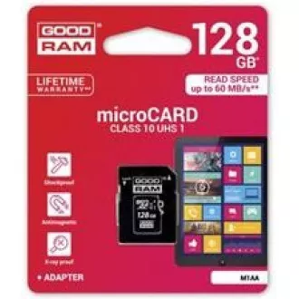 GOODRAM MicroSDXC karta 128GB M1AA, UHS-I Class 10, U1 + adaptér