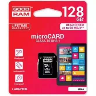 GOODRAM MicroSDXC karta 128GB M1AA, UHS-I Class 10, U1 + adaptér