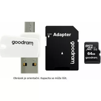 GOODRAM microSDHC karta 32GB M1A4 All-in-one (R:100/W:10 MB/s), UHS-I Class 10, U1 + Adapter + OTG card reader/čítačka GOODRAM microSDHC karta 32GB M1A4 All-in-one (R:100/W:10 MB/s), UHS-I Class 10, U1 + Adapter + OTG card reader/čítačka