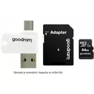 GOODRAM microSDXC karta 128GB M1A4 All-in-one (R:100/W:10 MB/s), UHS-I Class 10, U1 + Adapter + OTG card reader/čítačka
