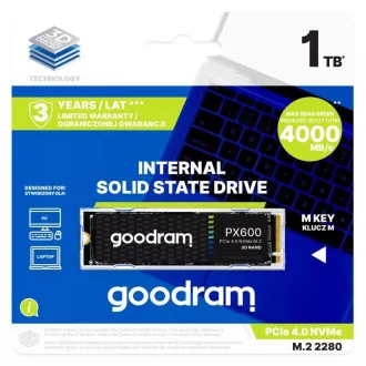 GOODRAM SSD PX600 500GB, PCIe Gen4x4, M.2 2280, (R:5000/W:1700MB/s)