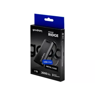 GOODRAM externý SSD Move Ridge 1TB, USB-C 3.2 Gen2x2, (R:2000/W:2000MB/s), čierna