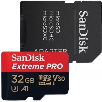SanDisk MIcroSDHC karta 32GB Extreme PRO (100MB/s, Class 10 UHS-I V30) + adaptér