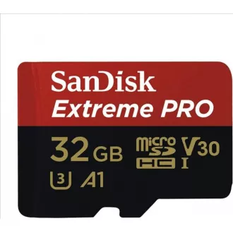 SanDisk MIcroSDHC karta 32GB Extreme PRO (100MB/s, Class 10 UHS-I V30) + adaptér
