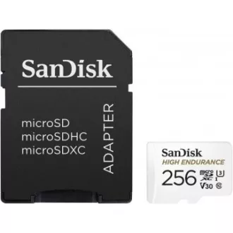 SanDisk MIcroSDXC karta 256GB High Endurance (R: 100/W: 40 MB/s, Class 10, U3 V30) + adaptér