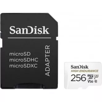 SanDisk MicroSDXC karta 256GB High Endurance (R: 100/W: 40 MB/s, Class 10, U3 V30) + adaptér