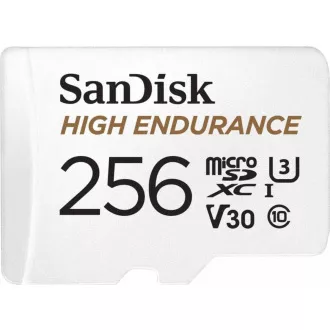 SanDisk MicroSDXC karta 256GB High Endurance (R: 100/W: 40 MB/s, Class 10, U3 V30) + adaptér