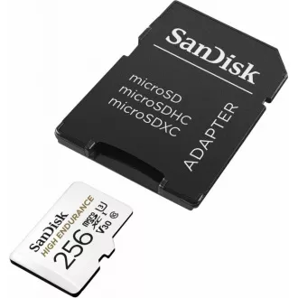 SanDisk MicroSDXC karta 256GB High Endurance (R: 100/W: 40 MB/s, Class 10, U3 V30) + adaptér