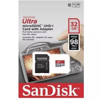 SanDisk MicroSDHC karta 32GB Ultra (120MB/s, A1 Class 10 UHS-I) + adaptér