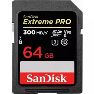 SanDisk SDHC karta 64GB Extreme PRO (300 MB/s, Class 10, UHS-II U3 V90)