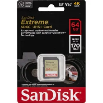SanDisk SDXC karta 64GB Extreme (170 MB/s Class 10, UHS-I U3 V30) SanDisk SDXC karta 64GB Extreme (170 MB/s Class 10, UHS-I U3 V30)