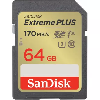 SanDisk SDXC karta 64 GB Extreme PLUS (200 MB/s Class 10, UHS-I U3 V30) SanDisk SDXC karta 64 GB Extreme PLUS (200 MB/s Class 10, UHS-I U3 V30)