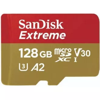 SanDisk micro SDXC karta 128GB Extreme (190 MB/s Class 10, UHS-I U3 V30) + adaptér