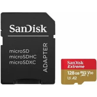 SanDisk micro SDXC karta 128GB Extreme (190 MB/s Class 10, UHS-I U3 V30) + adaptér