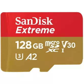 SanDisk micro SDXC karta 128GB Extreme (190 MB/s Class 10, UHS-I U3 V30) + adaptér