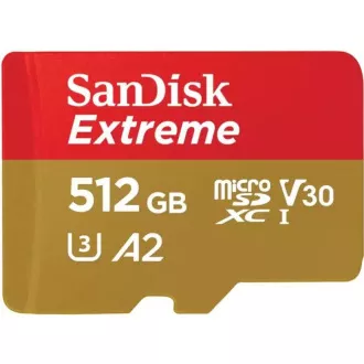 SanDisk micro SDXC karta 512GB Extreme (190 MB/s Class 10, UHS-I U3 V30) + adaptér