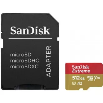 SanDisk micro SDXC karta 512GB Extreme (190 MB/s Class 10, UHS-I U3 V30) + adaptér