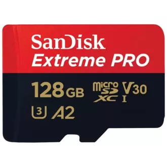 SanDisk micro SDXC karta 128GB Extreme PRO (200 MB/s Class 10, UHS-I U3 V30) + adaptér