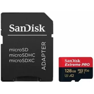 SanDisk micro SDXC karta 128GB Extreme PRO (200 MB/s Class 10, UHS-I U3 V30) + adaptér
