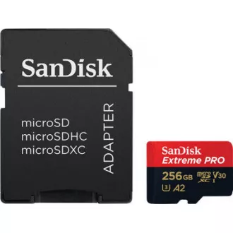 SanDisk micro SDXC karta 256 GB Extreme PRO (200 MB/s Class 10, UHS-I U3 V30) + adaptér SanDisk micro SDXC karta 256 GB Extreme PRO (200 MB/s Class 10, UHS-I U3 V30) + adaptér
