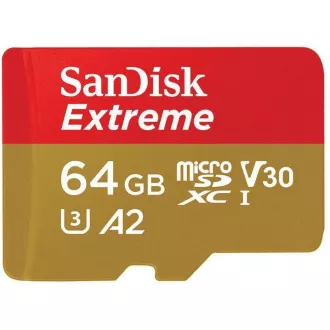 SanDisk micro SDXC karta 64GB Extreme Action Cams and Drones (170 MB/s Class 10, UHS-I U3 V30) + adaptér SanDisk micro SDXC karta 64GB Extreme Action Cams and Drones (170 MB/s Class 10, UHS-I U3 V30) + adaptér