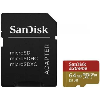 SanDisk micro SDXC karta 64GB Extreme Action Cams and Drones (170 MB/s Class 10, UHS-I U3 V30) + adaptér SanDisk micro SDXC karta 64GB Extreme Action Cams and Drones (170 MB/s Class 10, UHS-I U3 V30) + adaptér