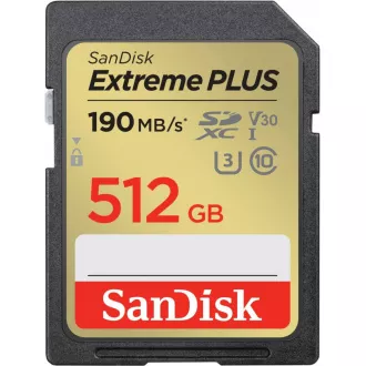 SanDisk SDXC karta 512GB Extreme PLUS (R 190 MB/s W130 MB/s Class 10, UHS-I U3 V30)