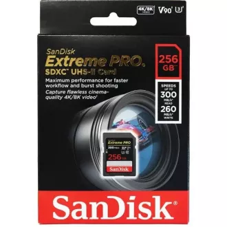 SanDisk SDHC karta 256 GB Extreme PRO (300 MB/s, Class 10, UHS-II U3 V90)
