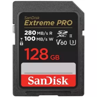 SanDisk SDXC karta 128GB Extreme PRO (280 MB/s Class 10, UHS-II V60) SanDisk SDXC karta 128GB Extreme PRO (280 MB/s Class 10, UHS-II V60)