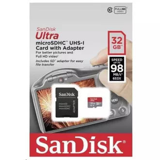 SanDisk MicroSDXC karta 128 GB Ultra (140 MB/s, A1 Class 10 UHS-I) + adaptér
