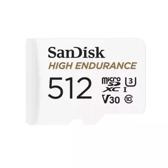 SanDisk MicroSDXC karta 512GB High Endurance (R: 100/W: 40 MB/s, C10, U3, V30) + adaptér