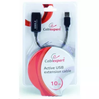 GEMBIRD USB 2.0 aktívna predlžka, 10m, čierna