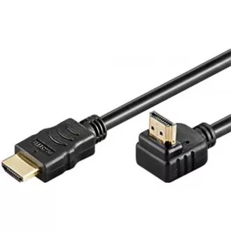 PremiumCord HDMI High Speed+Ethernet kábel, pozlátený zahnutý konektor 270 ° 1m