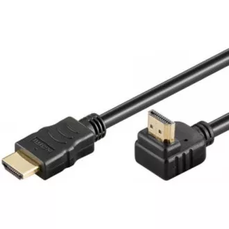 PremiumCord HDMI High Speed+Ethernet kábel, pozlátený zahnutý konektor 270 ° 1m